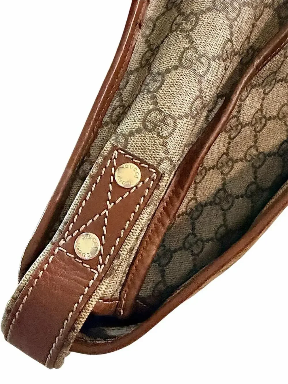 Gucci Beige/Brown Monogram Messenger Bag with Green & Red Web